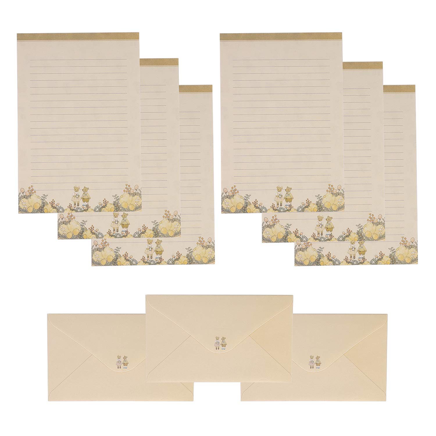 Lined Writing Paper and Envelopes Set Cute 60 Letter Papers+30 Envelopes Set Bear Printed Letter Writing Paper Stationary A5 for Birthday Wedding Invitation Gifts Greeting Cards