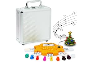 Yinlo Mexican Train Dominoes Set, Double 12 Dominoes Set: Colorful Dot Pips, Real Train Sound Effect Hub, Score Pad and 9 Colorful Trains, 91 Tiles Domino Game Set