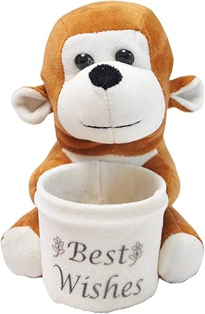 Jassi International Kids Ultra Soft Monkey Teddy Pen Stand Holder (Brown)