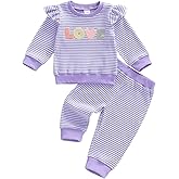 Socutebabe Baby Girl Clothes Newborn Infant Fall Winter Outfits Love Embroidery Long Sleeve Crewneck Sweatshirts Pants 0-24M