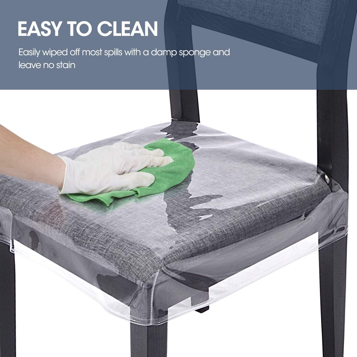 Zipcase 4 Pack Stain, Water and Kitty Scratch Resistant Dinning Chair Covers/slipcovers Chair Protector Waterproof PVC 18x17 inches with Adjustable Belt Strap for Most Standard Chair, Set of 4: Kitchen & Dining