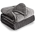 Cottonblue Weighted Blanket 15 lbs Queen Size 60x80 inches, Flannel Shaggy Sherpa Weighted Blanket for Adults Comfortable Weighted Blankets for Calming and Relax, Bed Sofa Heavy Blankets, Grey