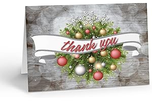 Stonehouse Collection Holiday Thank You Note Cards - 10 Boxed Rustic Christmas Note Cards - USA Made (Wreath)