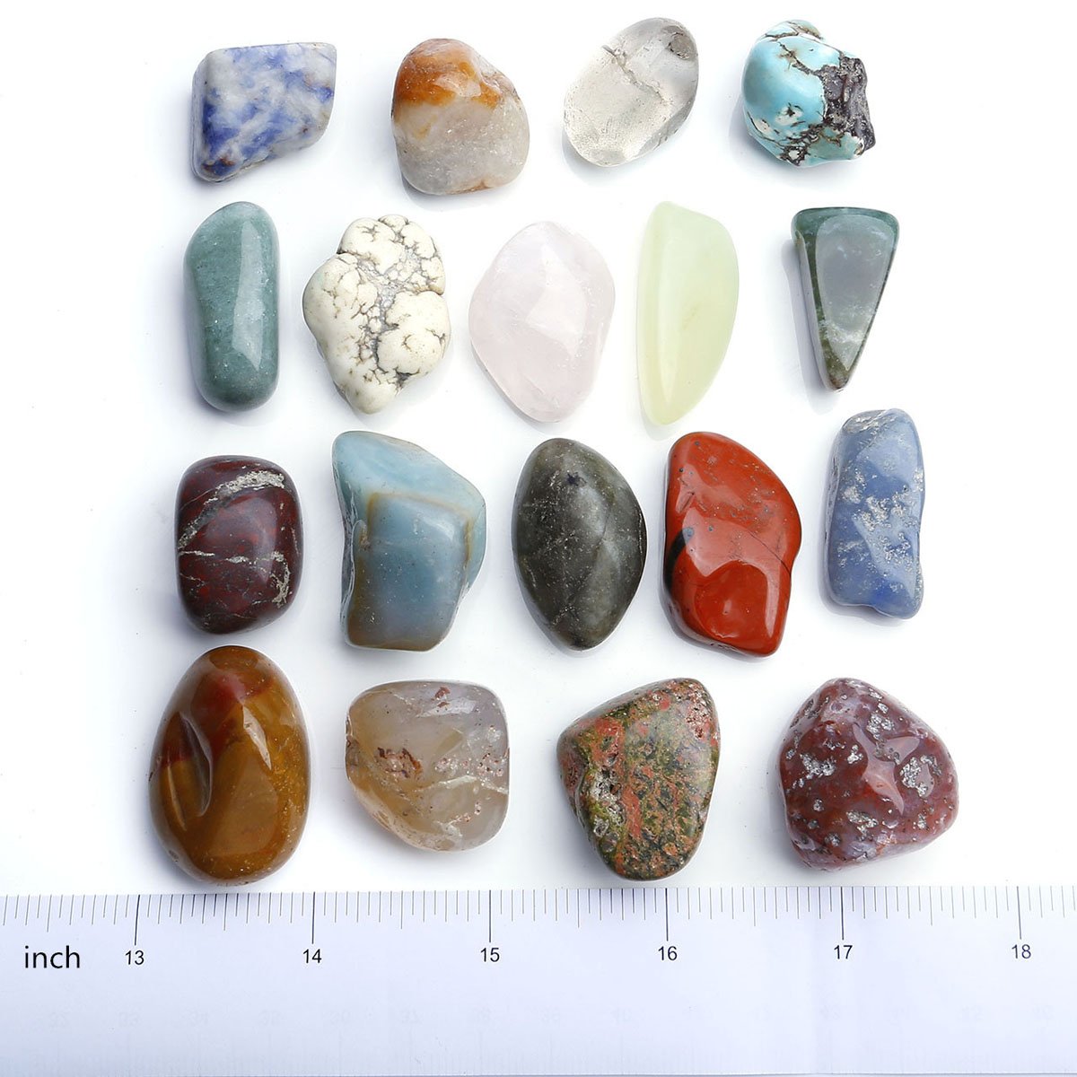 QGEM 18pcs Mini Gemstones CHAKRA KIT Healing Balancing Set for Collectors, Crystal & Reiki Healers and Yoga Practioner