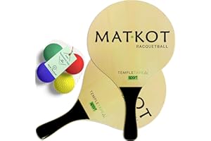 W4W Kadima Beach Paddle Ball Racket Set - Bundle Pack Includes 4 Balls & 2 Paddles