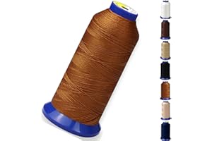 PESTOR Bonded Nylon Thread for Sewing Leather,Upholstery,Jeans and Wig; #69 T70 Size 210D/3 1400 Yards (Bright Brown)