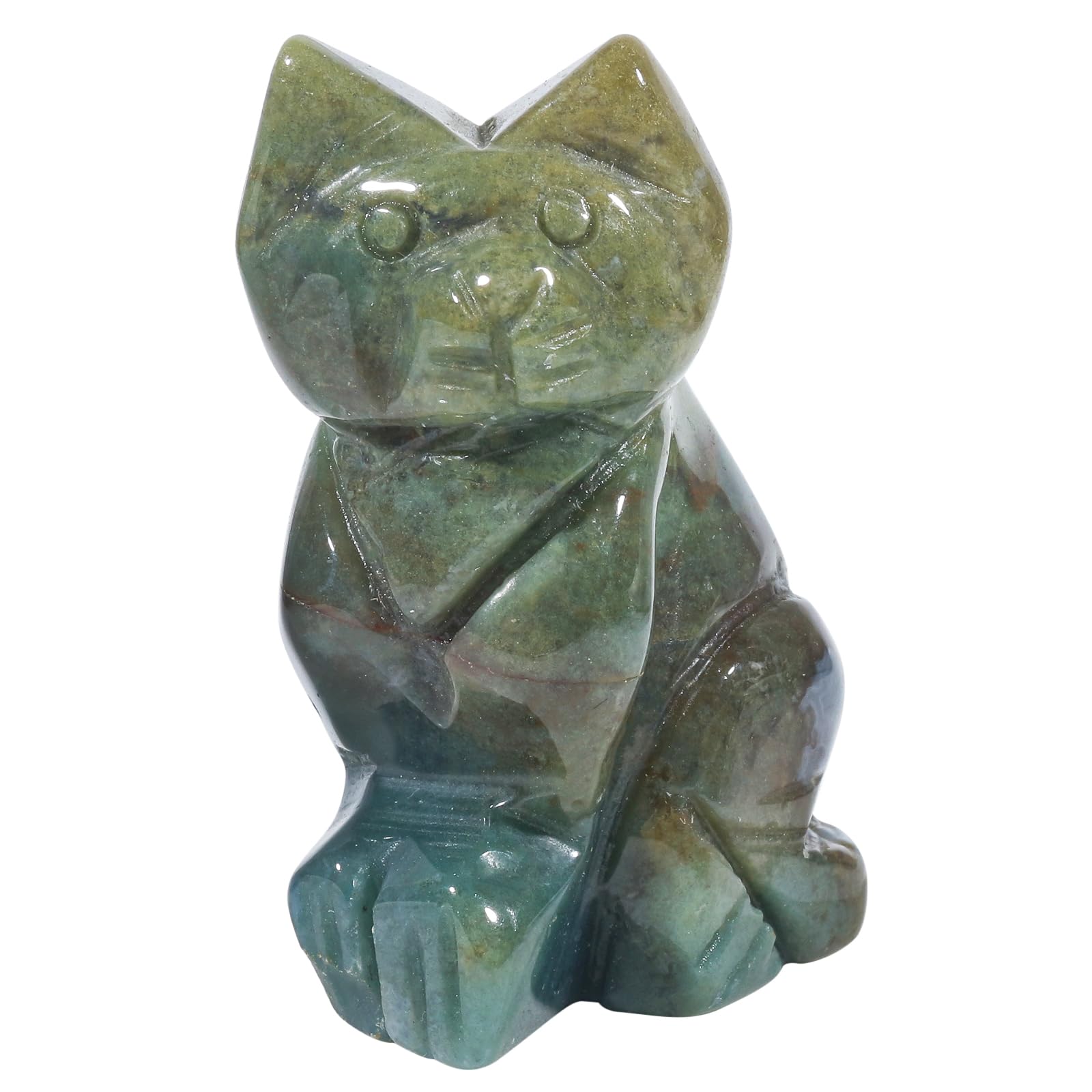Lovionus89 Natural India Agate Cat Crystals Stones Statue, 5cm Pocket Carved Figurines Collectibles Room Decor