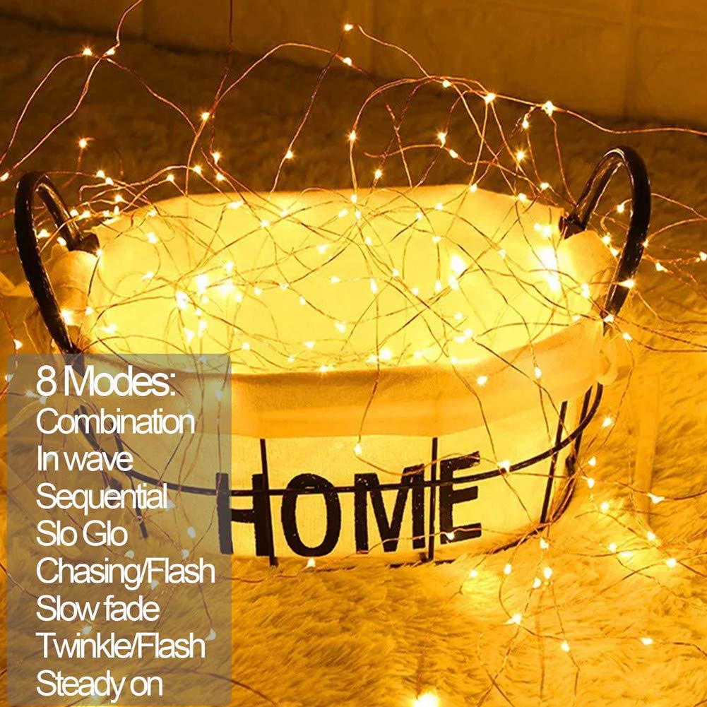 MOVEONSTEP Stringa Luminosa 200 Led 22M in Rame Impermeabile IP65 8 Modalità Di Luce Natale Bianco Caldo Decorazione Interna ed Esterna (200LED)