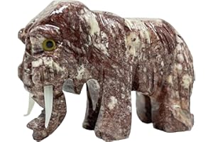 Nelson Creations, LLC Woolly Mammoth Natural Soapstone Hand-Carved Animal Charm Totem Stone Carving Figurine, 1.5 Inch