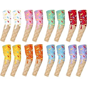 Pistha Kids Arm Sleeves Youth Ice Cream Compression Baseball Arm Sleeve | 8 Pairs baseball arm sleeves, youth compression arm