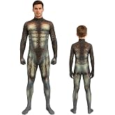 Alien Hunter Costume for Adults kis, Full Body Halloween Bodysuit | Alien hunter skin suit with back zipper, creepy creature print and stretchy fit for Halloween cosplay, parties stage shows.