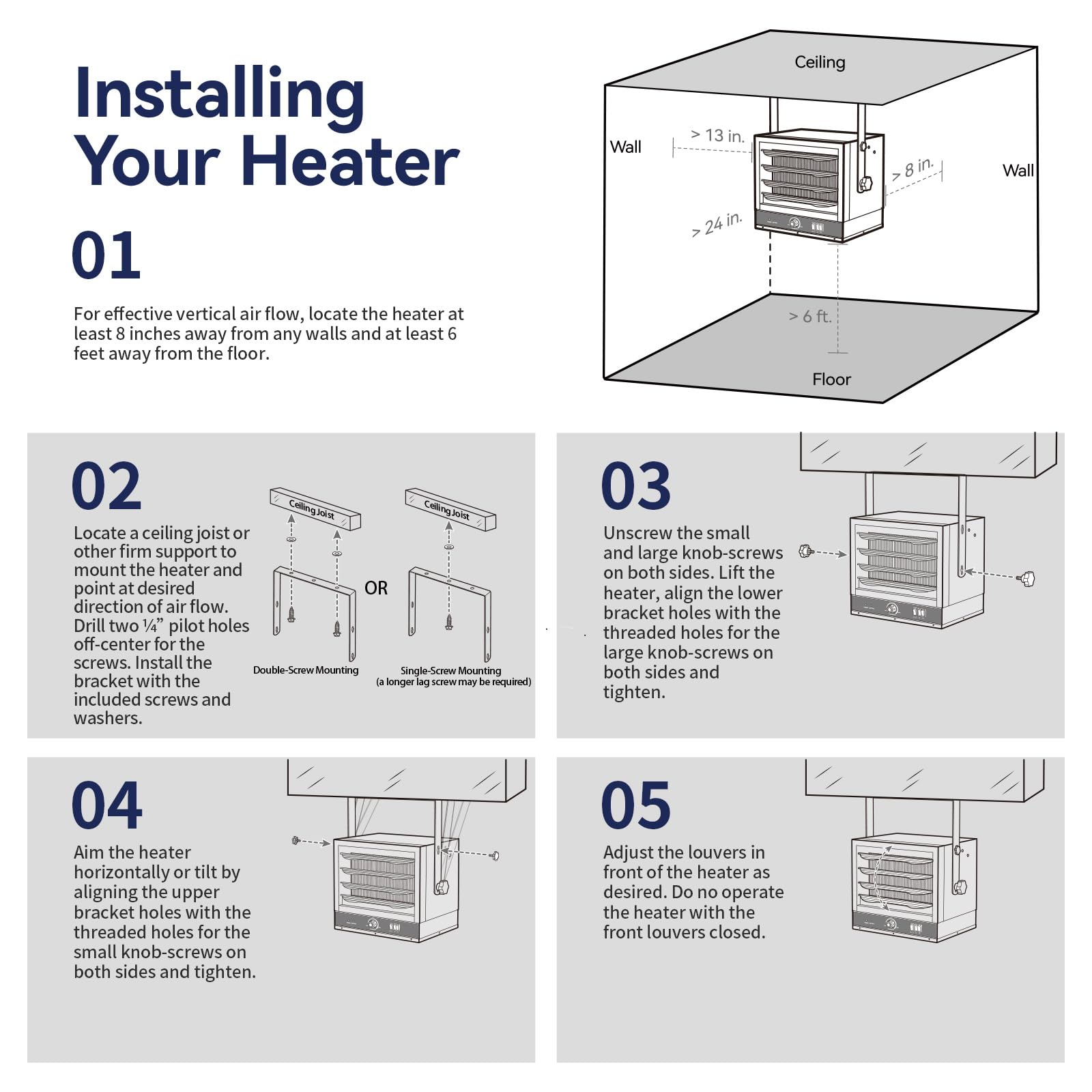 TEMPWARE Electric Garage Heater, 5000-Watt Ceiling Mount Shop Heater with 3 Heat Levels, 240-Volt Hardwired Fan-Forced, Ideal for Workshop