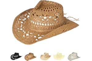 KEAOZA Cowboy Hats for Women, Summer Western Straw Cowgirl Hat, Coastal Beach Country Sun Hat Caps