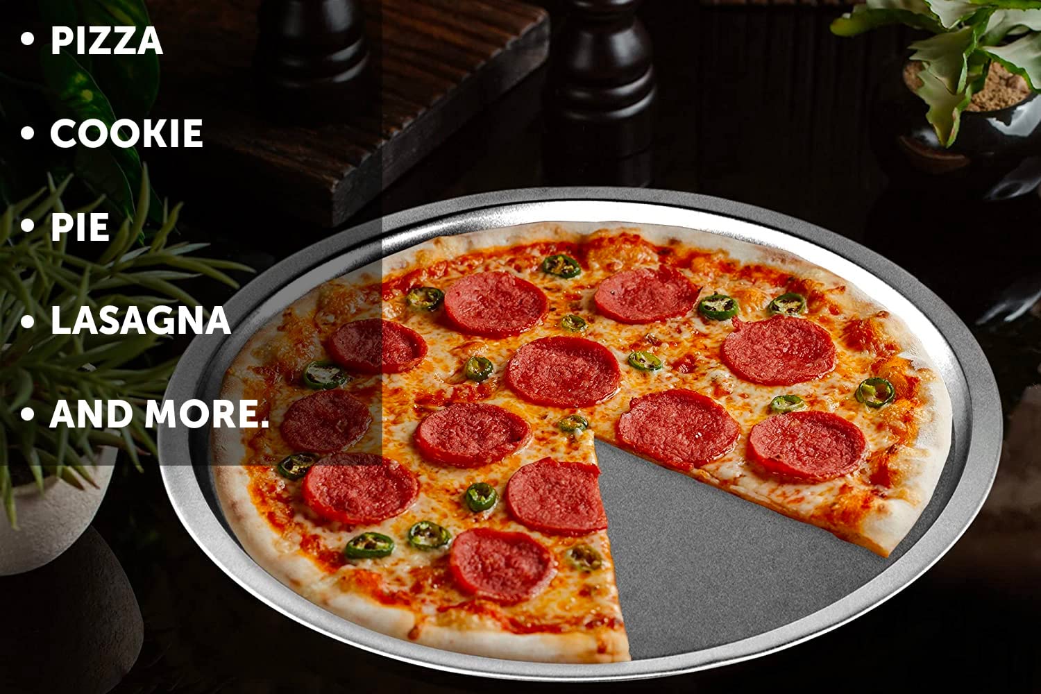 DecorRack 13 Inch Alloy Steel Pizza Pan, Non-Stick Coating, Serving Tray, Round Baking Tray for Oven Use (2 Pack)