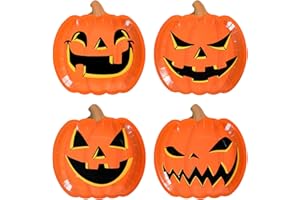 XIENBLOC 48Pcs Halloween Party Plates Halloween Party Supplies Paper Pumpkin Shape Dinner Plates Disposable Halloween Birthday Party Supplies for Kids
