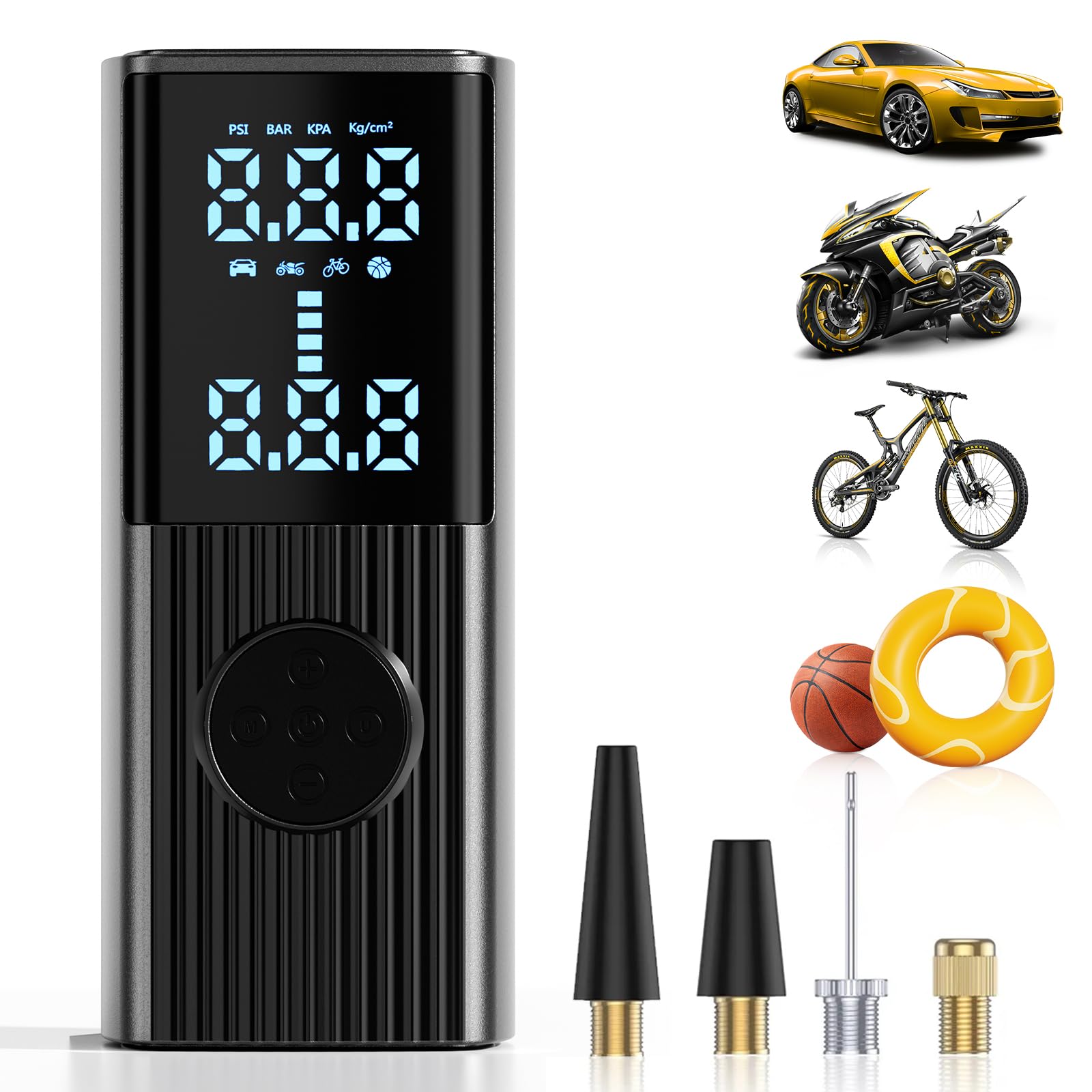 Tire Inflator, Svoky Portable Air Compressor, Upgrade 20000 mAh, 3X Faster Inflation, 150 PSI Cordless Air Pump, 12V DC Dual Power Tire Pump with LED Dual Screen for Cars, Motorcycle, Bike, Ball