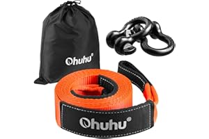 Tow Strap, Ohuhu Recovery Strap Heavy Duty 3" x 20ft, 31944 lbs Break Strength, Triple Reinforced Loops, Protective Sleeves w