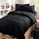 JOLLYVOGUE Twin Comforter Set, Ultra-Soft Bed in a Bag Twin Size 5 Pieces, Oeko-TEX Certified Bedding Set with Down Alternative Comforter, Sheets, Pillowcases &amp; Shams, Black
