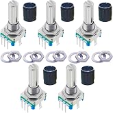 AIMPGSTL 5Set EC11 Rotary Encoder with Push Button 360&deg; 5 Pins and Knob Cap for Arduino Raspberry Pi ESP32