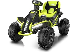 ANPABO 24V 4x4 Ride On Toys for Big Kids Aged 3-12 Green-4x200W Motors, 5MPH, Wide Adjustable Seat, Parent Remote, Metal Frame, Shock Absorber, for Off-Road Ride