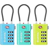 ANVIL 4 Digit Luggage Locks, TSA Locks for Luggage, Advanced TSA008 core, Alert Indicator for Your Travel Lock, Suitcase Lock.(3, 3 Colors)