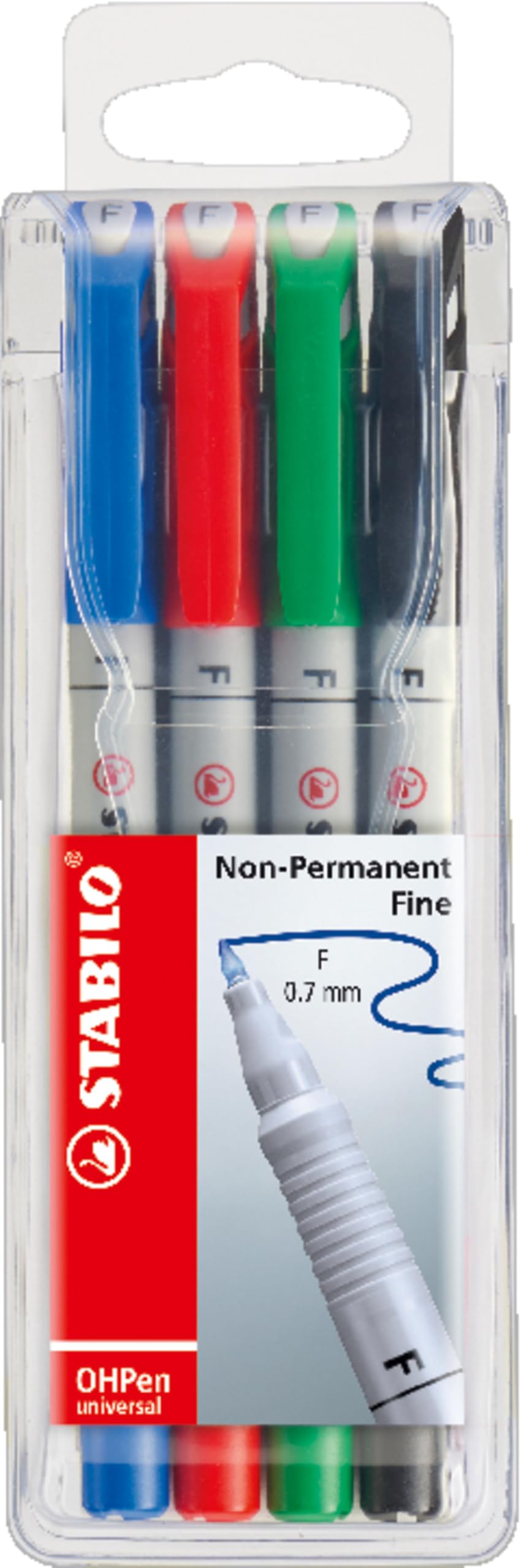 STABILO OHP Pen OHP Pen Soluble - Fine - Wallet of 4 - Assorted Colours