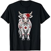 Sugar Skull Cow Halloween Graphic T-Shirt
