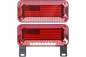 Gonice Patriotic RV Camper Tail Lights with License Plate Holder - American Flag Design 57 LEDs Trailer Tail Lights with Running, Turn Signal, Brake, and License Plate Functions - Surface Mount