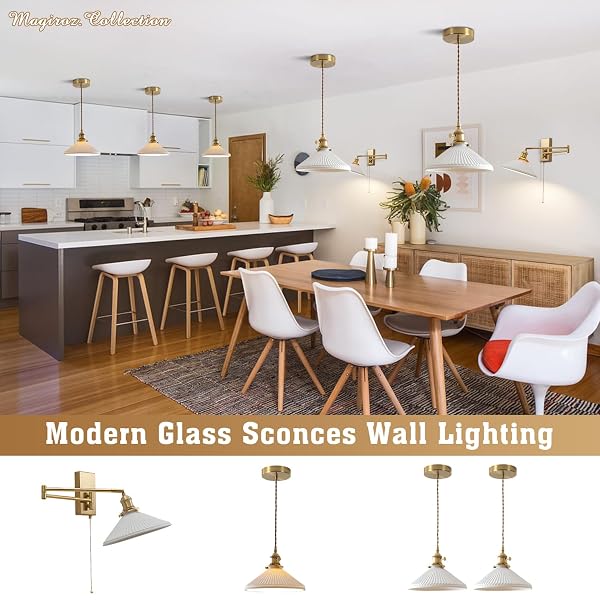 MAGIROZ WALL SCONCES SET OF 2 BRUSHED GOLD WALL MOUNTED SWING ARM LIGHT FIXTURE RETRO INDUSTRIAL HARDWIRED WALL LAMPS WITH PULL CHAIN BATHROOM VANITY SCONCES WALL LIGHTING INDOOR WALL LIGHTS MWL14A-2