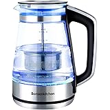 Electric Kettle, Bonsenkitchen Glass Tea Kettle, 1500W Fast Heating Variable Temperature Control Water Boiler, 1.7L Cordless