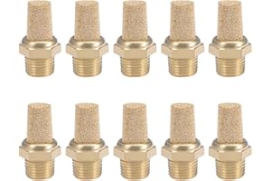 uxcell 1/8 PT Sintered Bronze Exhaust Muffler with Brass Body Protruding 10pcs