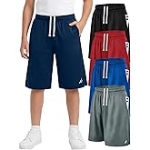 NY Threads 5 Pack Boys Athletic Shorts Quick Dry Lightweight Basketball Shorts for Kids Youth with Pockets and Drawstring