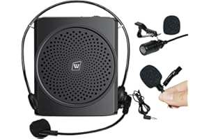 W WINBRIDGE Voice Amplifier with Wired Lapel Microphone and Headset Microphone, Portable Megaphone Speaker with Mic, Small Pa System for Teachers, Tour Guide, Classroom Feature Bluetooth 16W S619