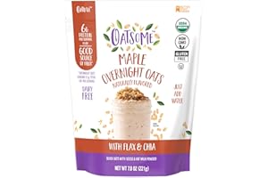 Oatsome Maple Overnight Oats with Flax and Chia, Gluten-Free Oatmeal with 6g of Protein, 7.8oz Bag
