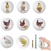 Lasyman 8Pack1.5 Ceramic Cute Chicken and Rooster Knob Rustic Decorative Farmhouse Kitchen Cabinet Dresse Drawer Knobs and Pulls