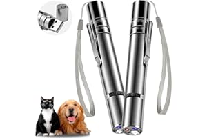 TEFIRE 2 Pack Laser Pointer Cat Toy 7 Adjustable Modes Red Light to Amuse Pets Blue Light Can Check Money with Small Torch USB Rechargeable Metal Material