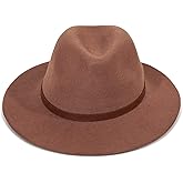 Lucky Brand Womens Wool Fedora Wide Brim Adjustable Hat with Faux Suede Tie (One Size Fits Most)