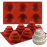 Fchil Silicone Mini Tiered Cake Mold 6 Cavity, 29.8 x 17.3 cm | 3-Tier Design, Non-Stick Surface, 6 Cavities, 7 cm Cavity Diameter, Cupcake &amp; Cake Use