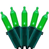 YULETIME Green LED Christmas Lights with Green