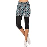 Ekouaer Skirted Leggings for Women Tennis Golf Skorts Capris Gym Yoga Legging with Skirts