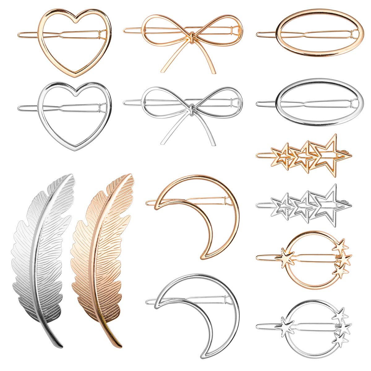14 Pack Metal Hair Clips for Women Girls, Fashion Geometry Hairpins Accessories Styling for Party and Daily Wearing