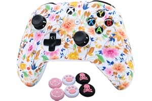RALAN Pink Controller Skins for Xbox One, Silicone Controller Cover Skin Protector Compatible for Xbox Ones Controller (Pink Pro Thumb Grip x 2,Cat + Skull Cap &Cover Grip x 2) Blue Butterfly Pink