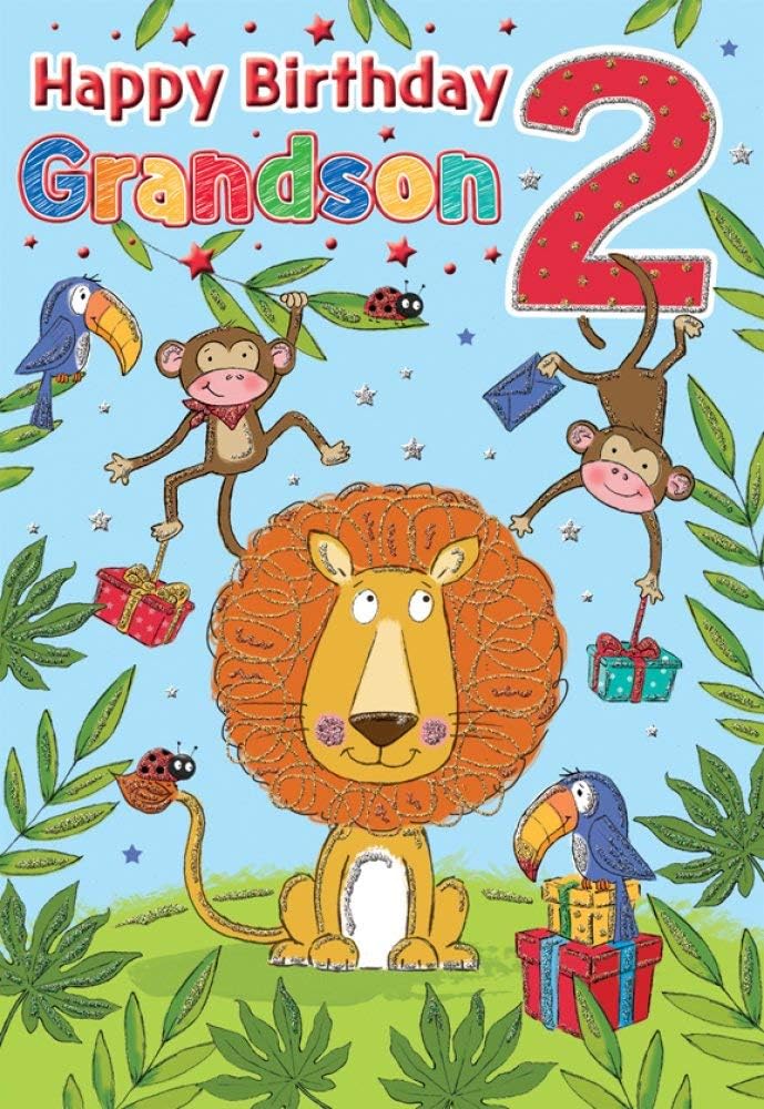 Regal Publishing Milestone Age Birthday Card Age 2 Grandson - 9 x 6 inches, Blue