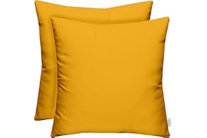 RSH DECOR: Sunbrella Square Throw Pillows Set of 2 | 17" x 17" | Water and Fade-Resistant Performance Fabric | Outdoor Pillow Covers with Down-Alternative Inserts | Canvas Sunflower Yellow