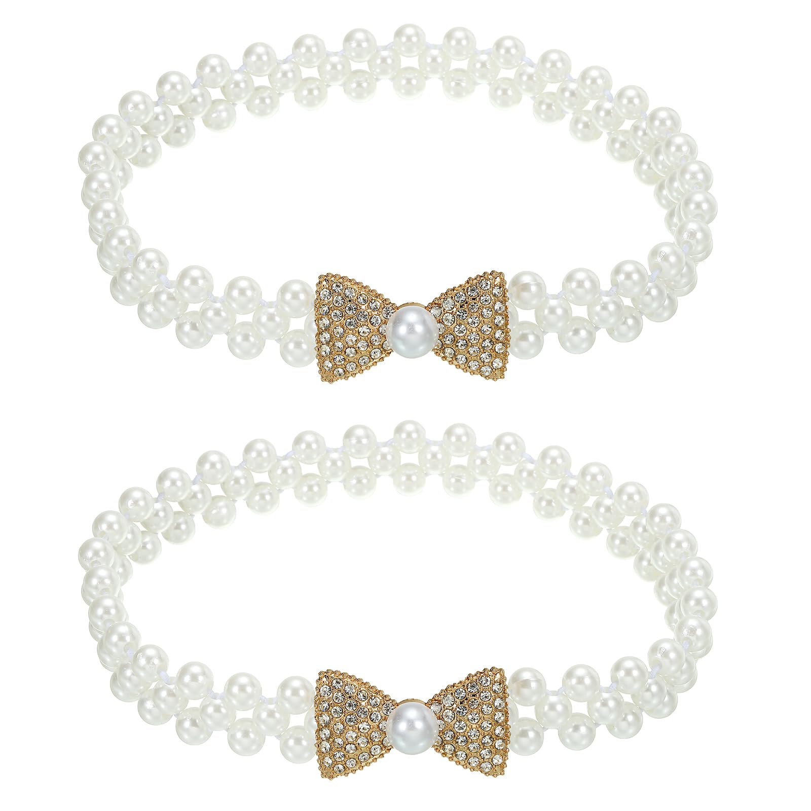 PATIKIL Curtain Tiebacks Ropes, 2 Pack Elastic Bow-Knot Style Convenient Drape Tie Backs for Home Patio Window Decor, Gold