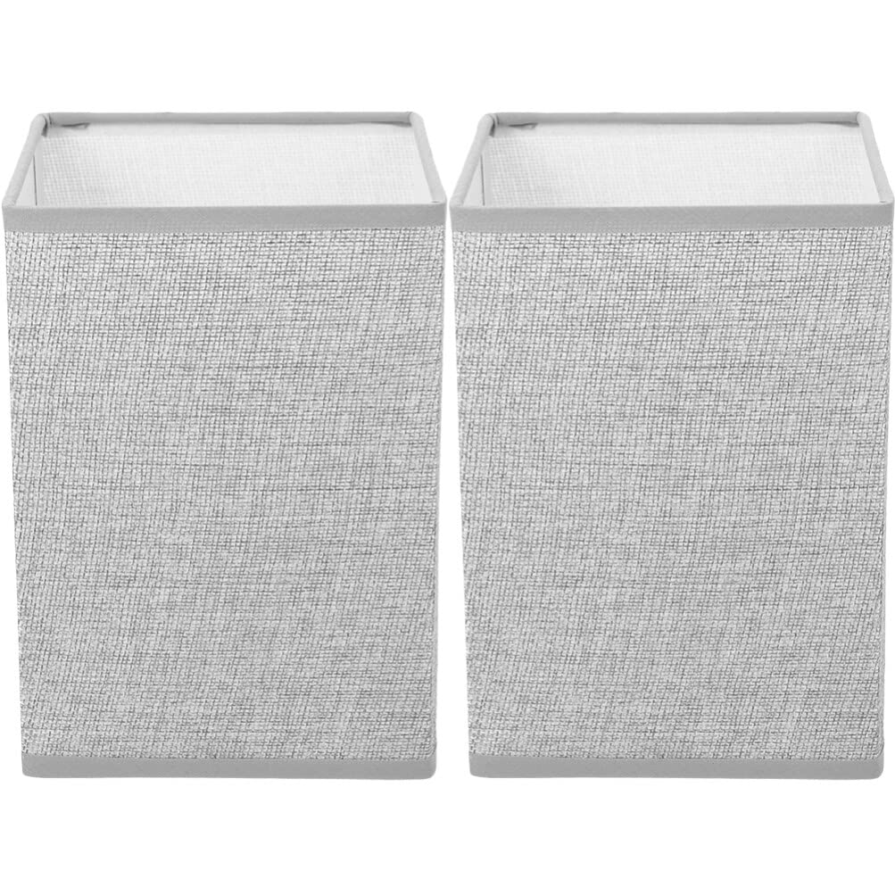 OSALADI Drum Lamp Shades 2Pcs Square Linen Lampshades Fabric Cloth Light Cover Chandelier Cover for Table Floor Light Grey White s