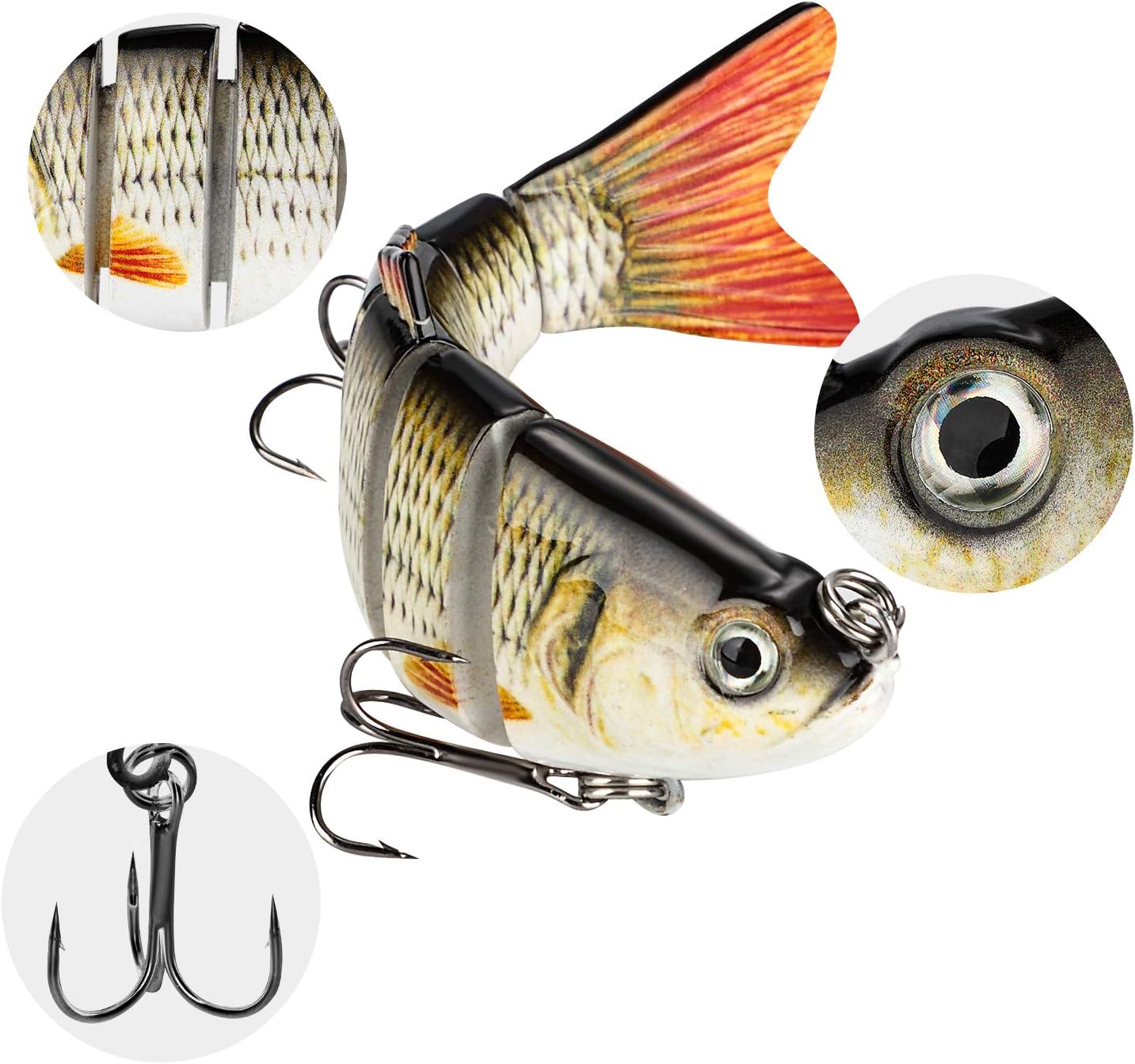 CharmYee Bass Fishing Lure Topwater Bass Lures Fishing Lures Multi Jointed Swimbait Lifelike Hard Bait Trout Perch Pack of 3 : Sports & Outdoors