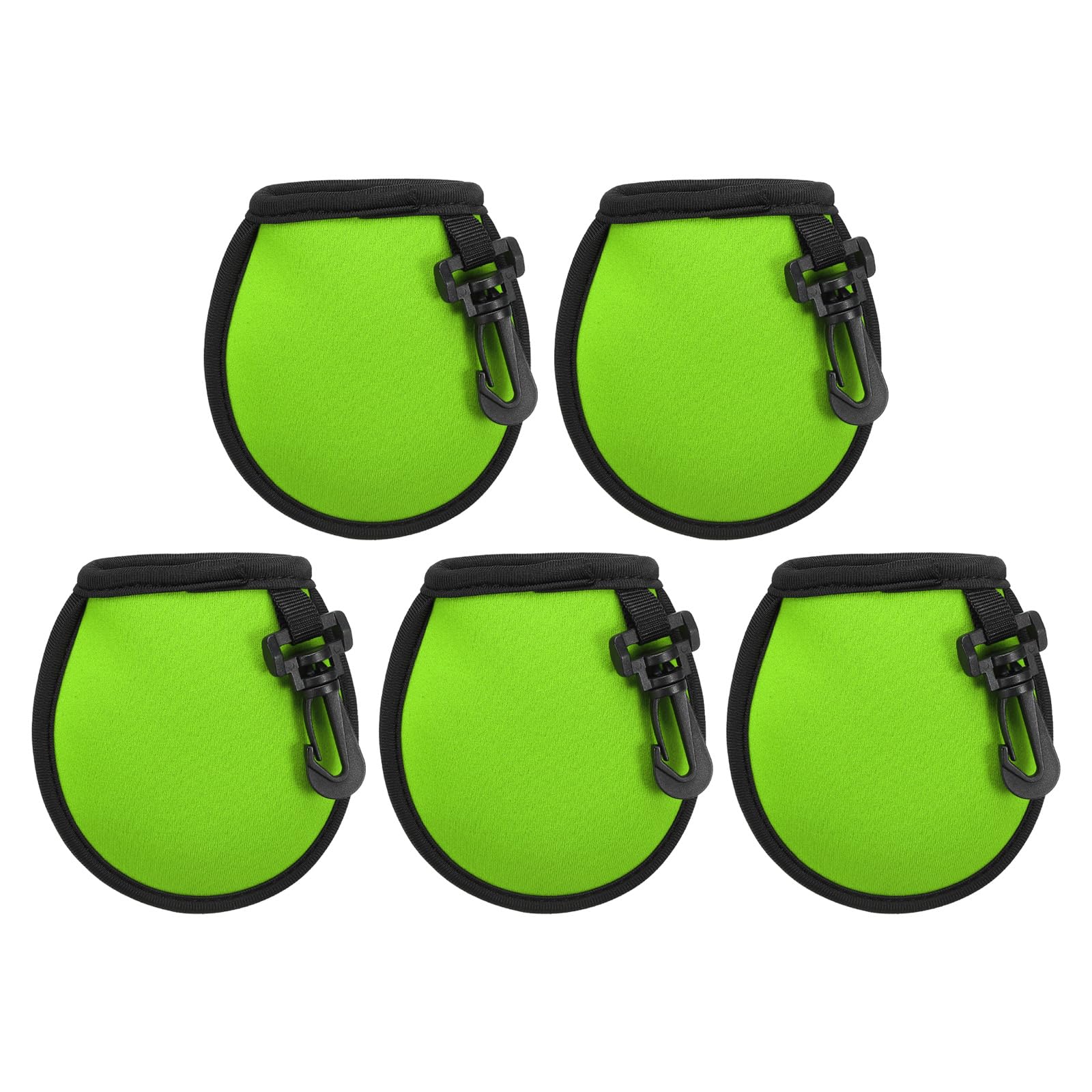PATIKIL Golf Ball Washer Pouch, 5 Pack Portable Golf Balls Cleaner Pocket Bag with Hanging Clip for Women Men Golf Exercise, Fluorescent Green