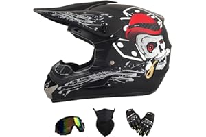 TIANDU Motocross Helmet for Kids Youth Dirt Bike Helmet,ATV Motorcycle Helmet,Outdoor Dirt Bike Helmets,DOT Approved,Off-Road Helmets with Gloves Goggles Face Shield 4-Piece Set