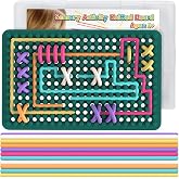 Fidget Toys for Kids 3+, Sensory Activity Knitted Board with 20 Strings | Sensory Toys for Toddler Adults, for Stress Relief, Calming, Focus, ADHD and Autism, Silicone Travel Airplane Essentials Toys